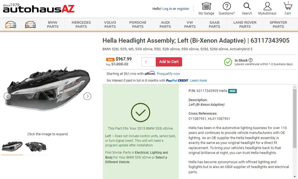 autohaus az bmw f10 5 series headlight replacement hella