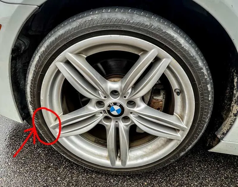 bridgestone driveguard tire after hitting a huge pothole