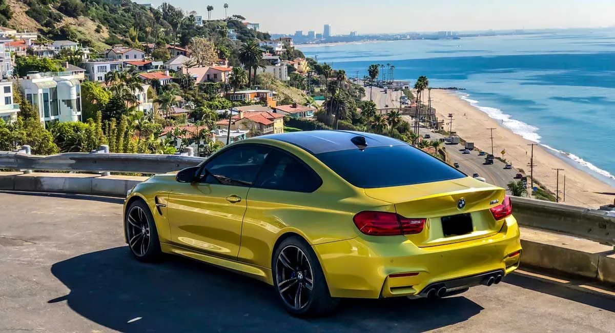 bmw m4 testing michelin pilot super sport tires in Malibu, California during the cross-country trip
